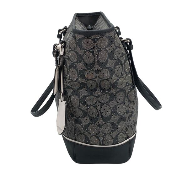 Coach Peyton Perforated Zip Top Tote F29886 Black White Signature Logo - Picture 5 of 16